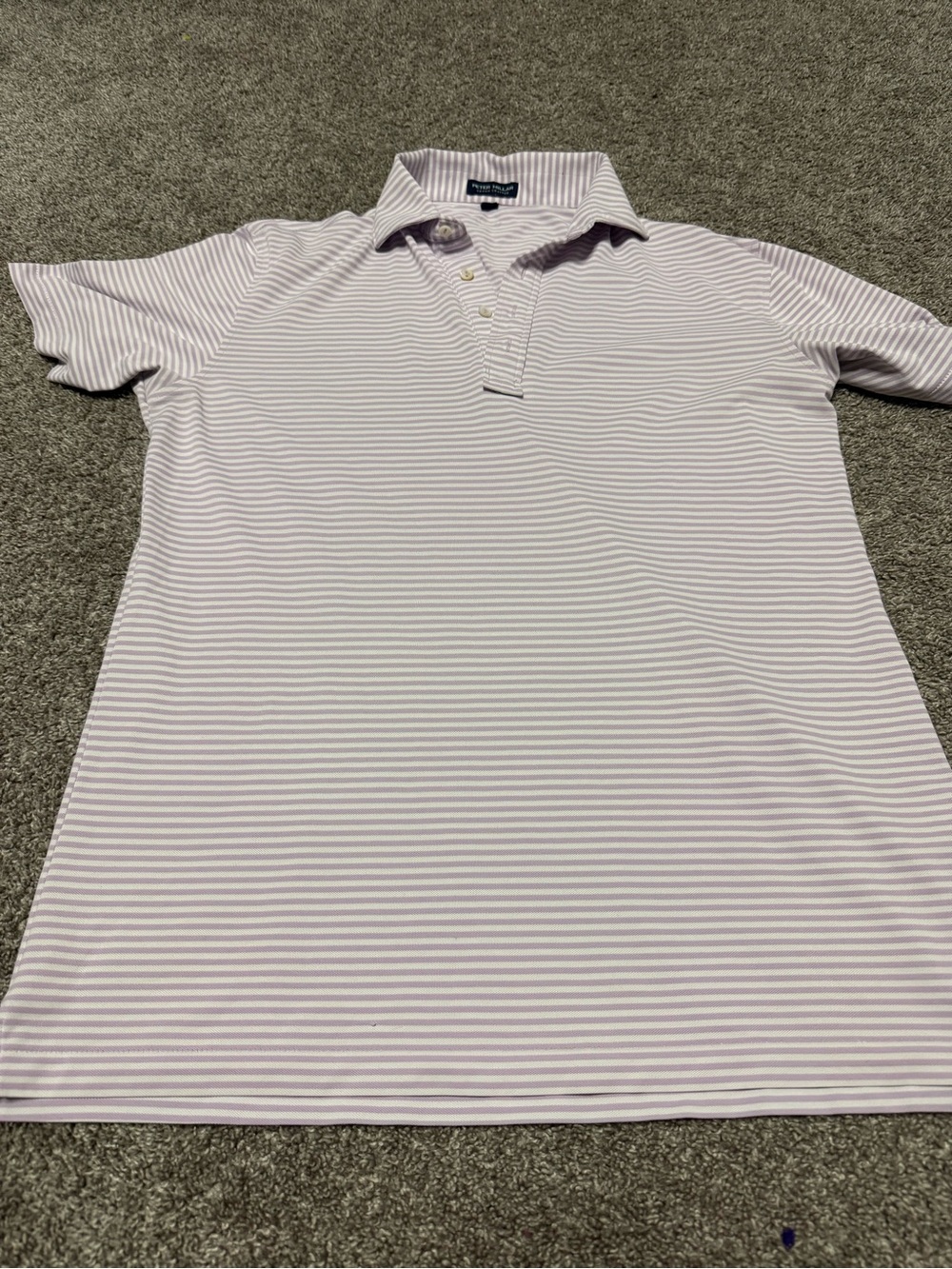 Peter Millar Light Lavender and White Stripe Polo